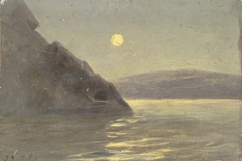 Mond über dem Fjord